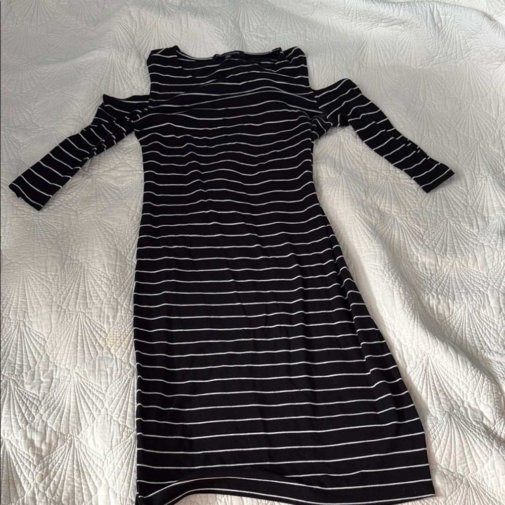 One Clothing Black and White Striped Long Sleeve Dress